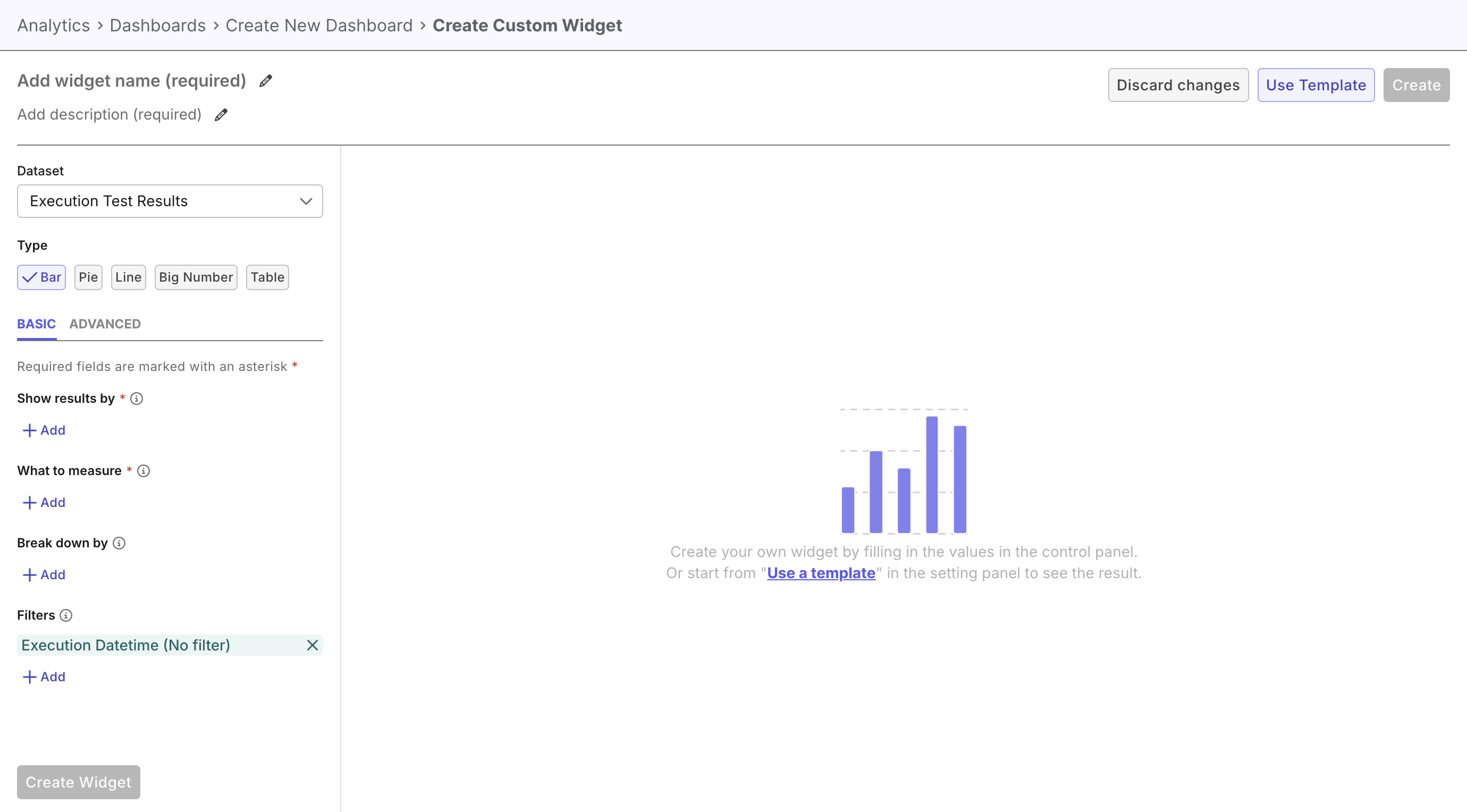 analytics trends custom widget