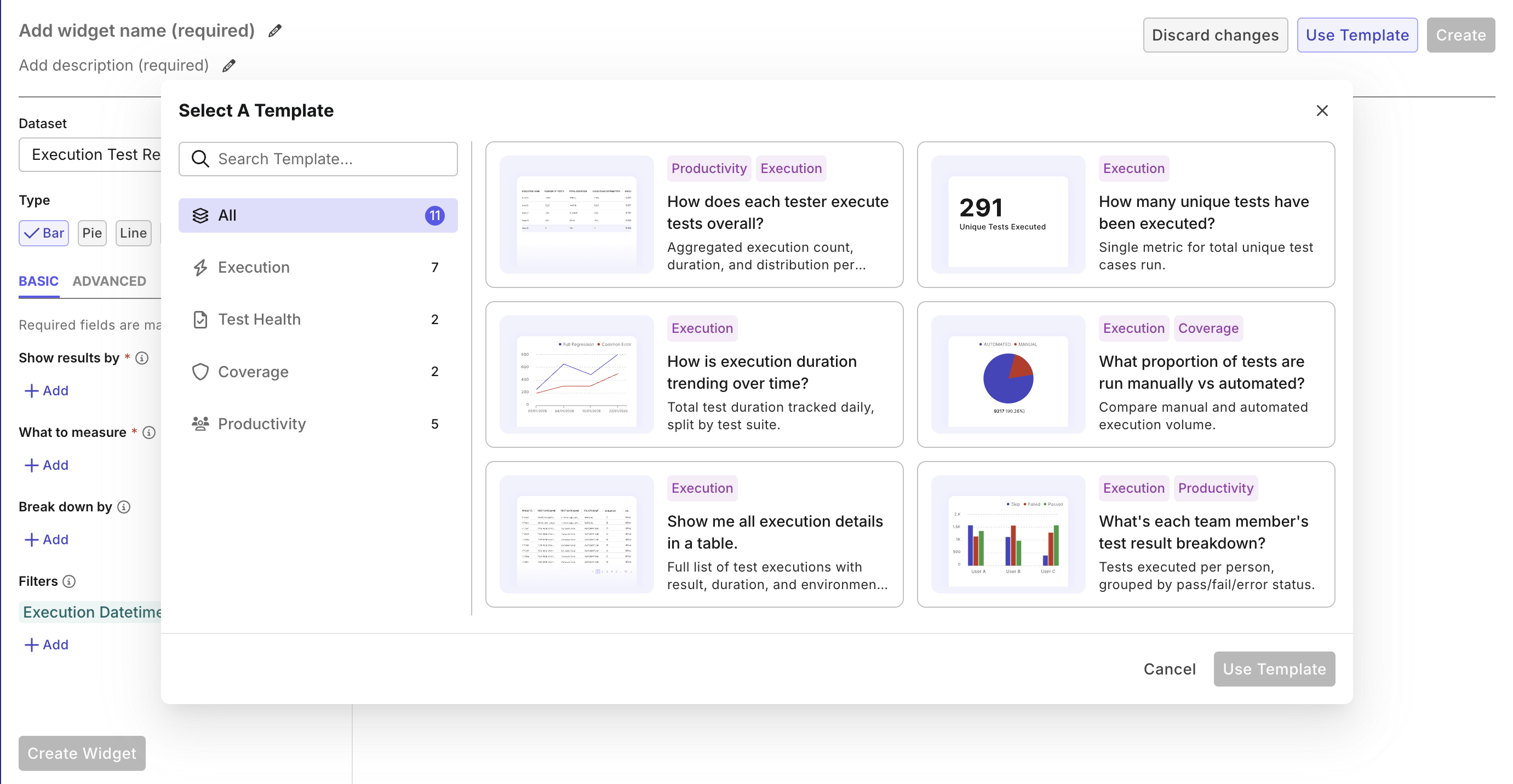 testops custom widget template
