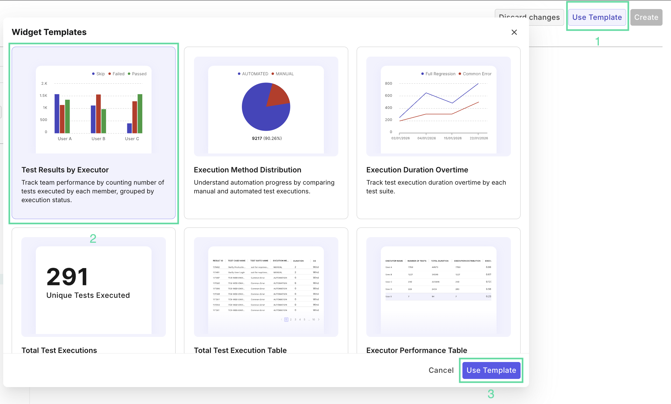 testops custom widget template