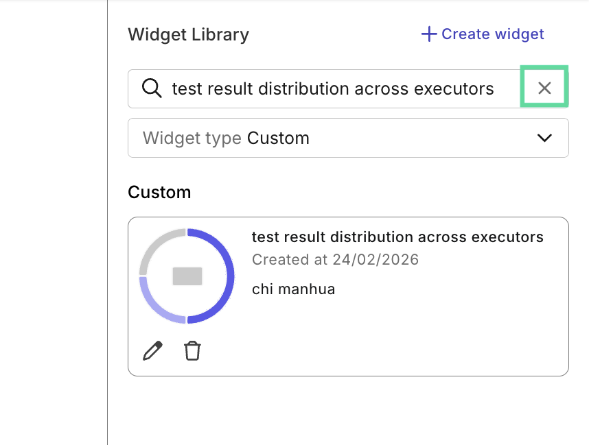 testops widget library remove text from search bar