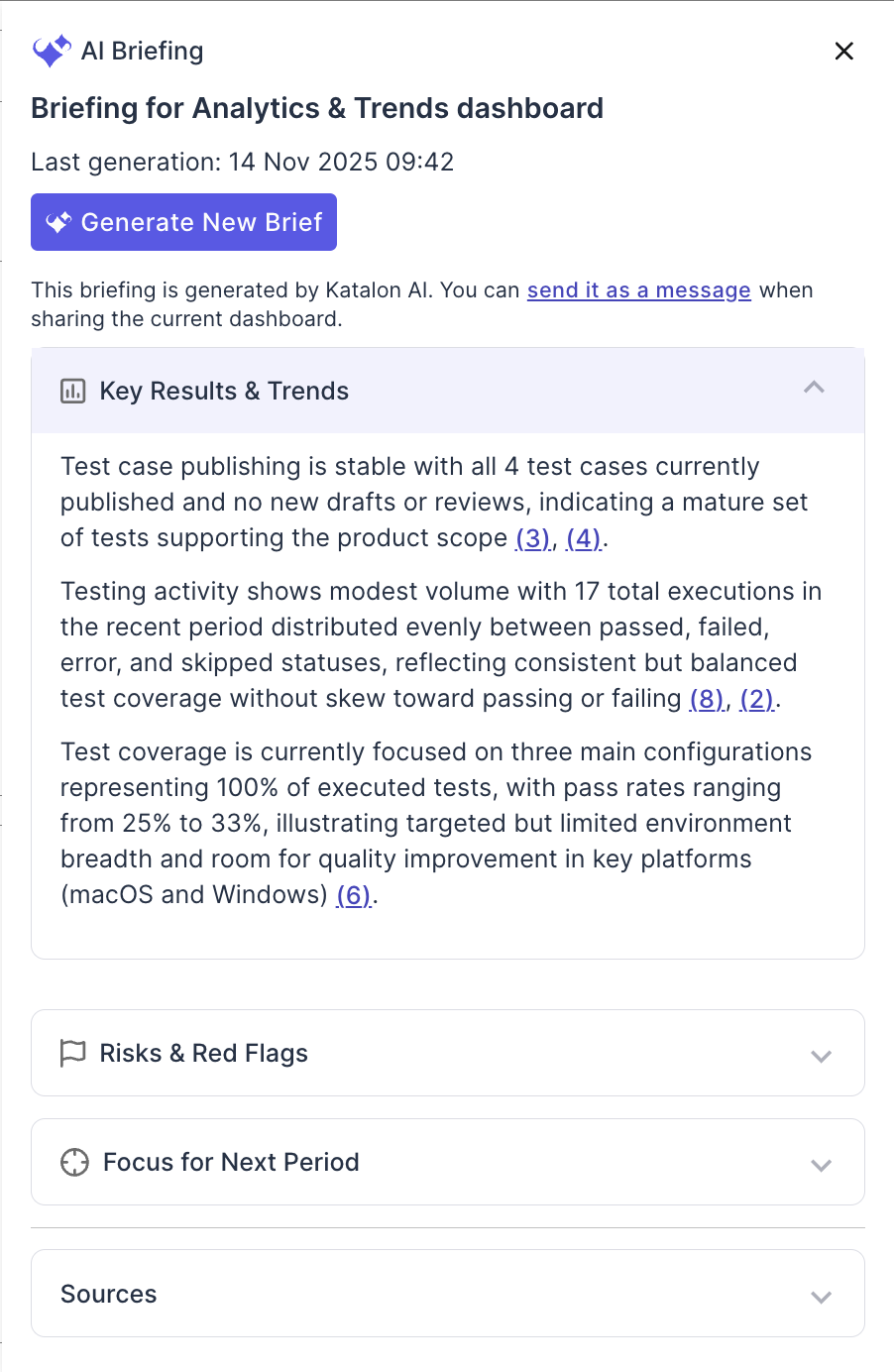 testops reports and analytics ai briefing example