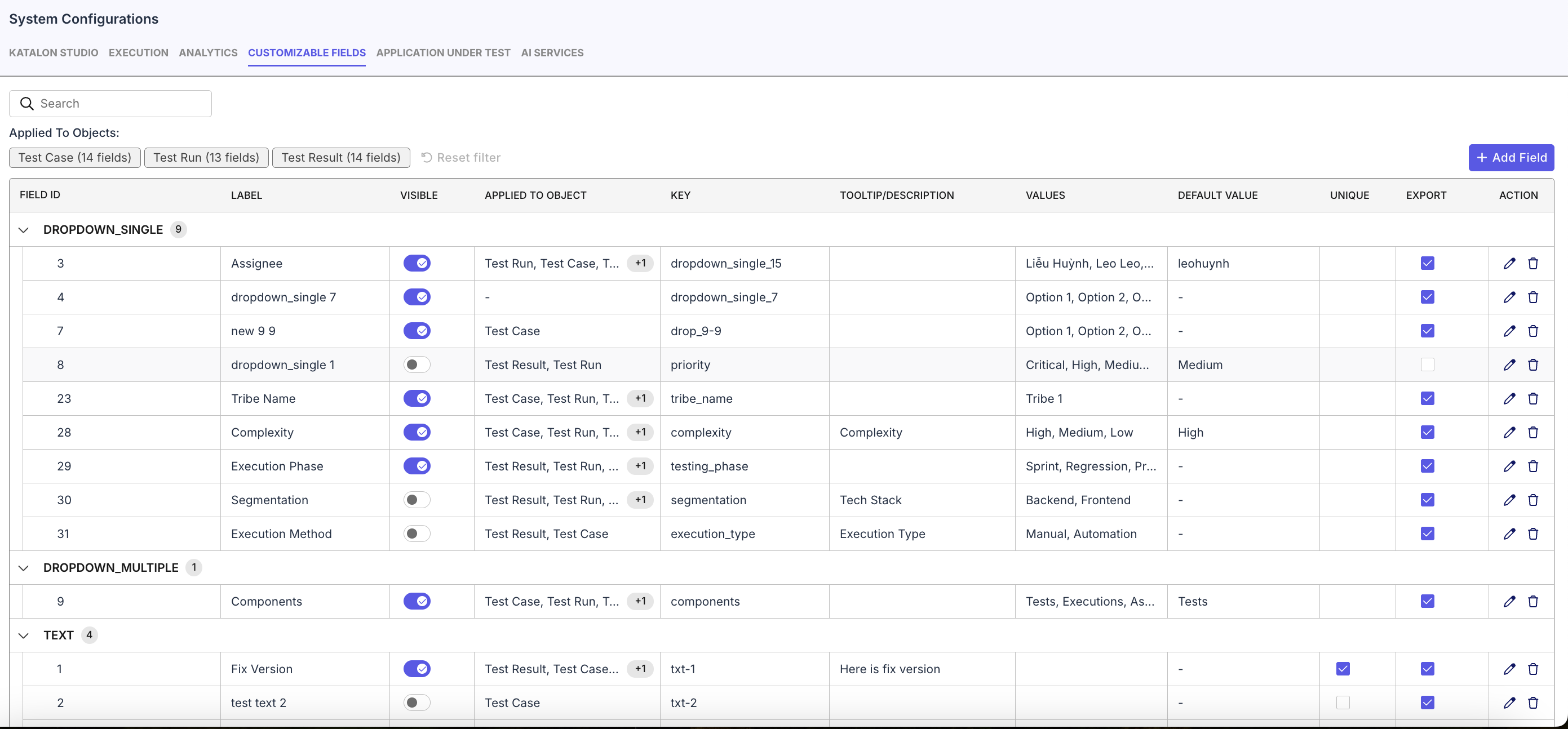 Custom Fields Overview UI
