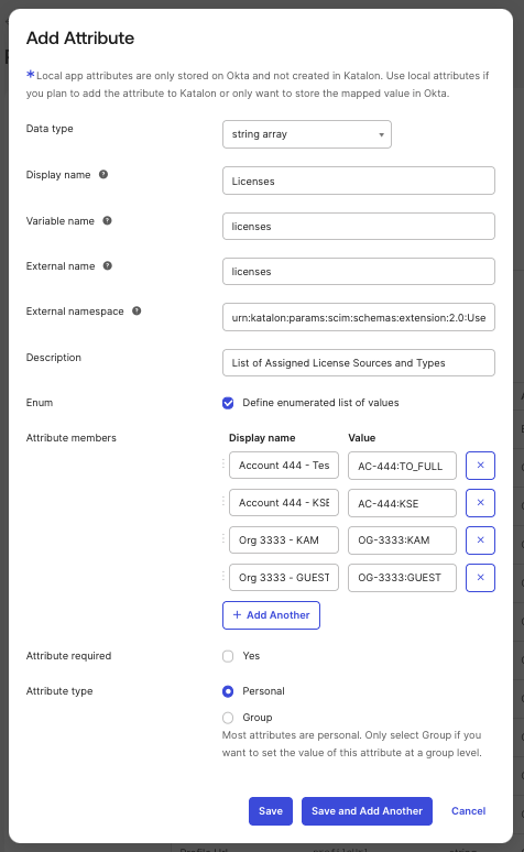 Licenses - Attribute Mappings in Okta