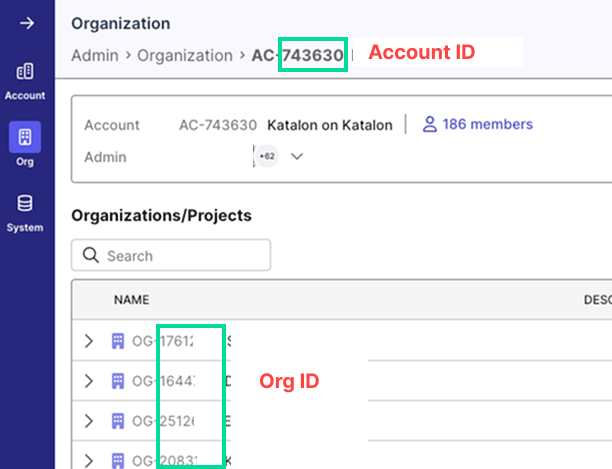 Account & Org ID