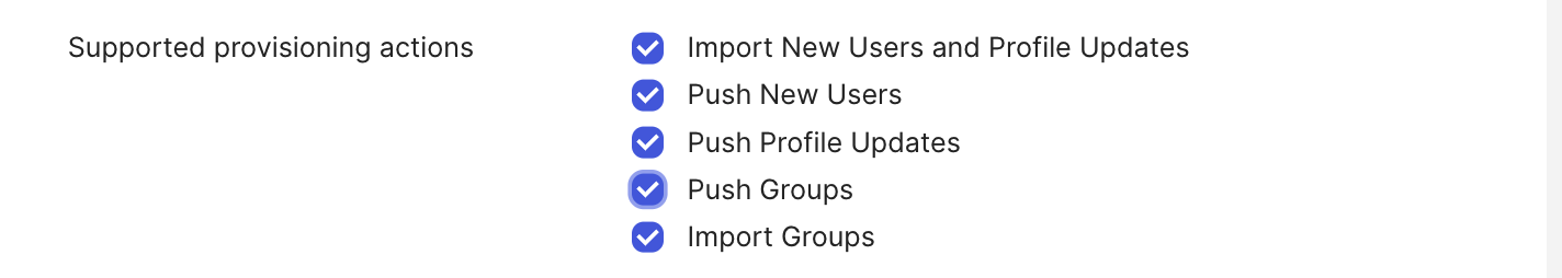Supported Provisioning Actions in Okta