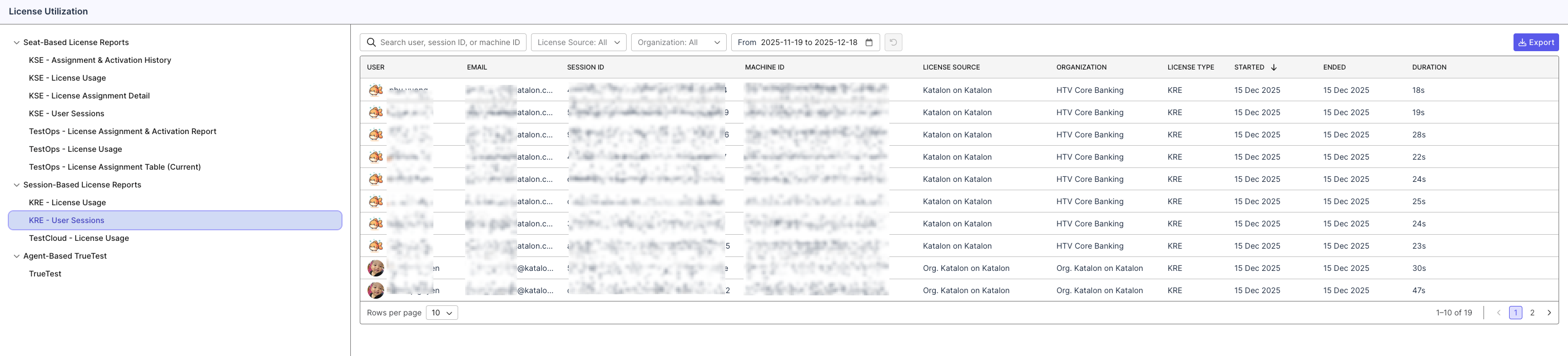 Session-Based: KRE - User Sessions