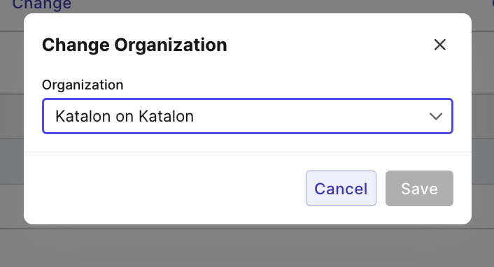 Change org dropdown