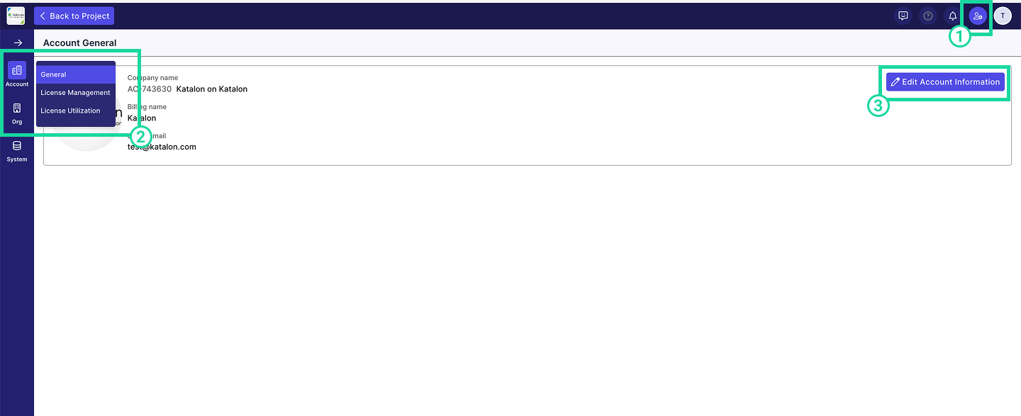 Click edit account info button