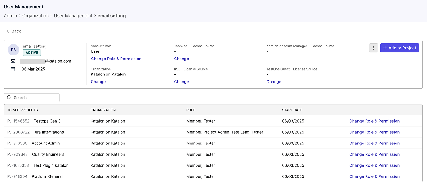 User Detail Page Screenshot