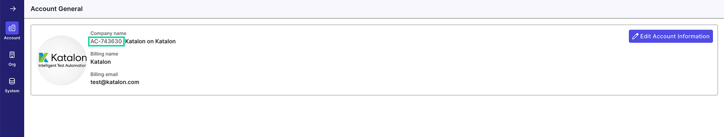 Account ID highlighted