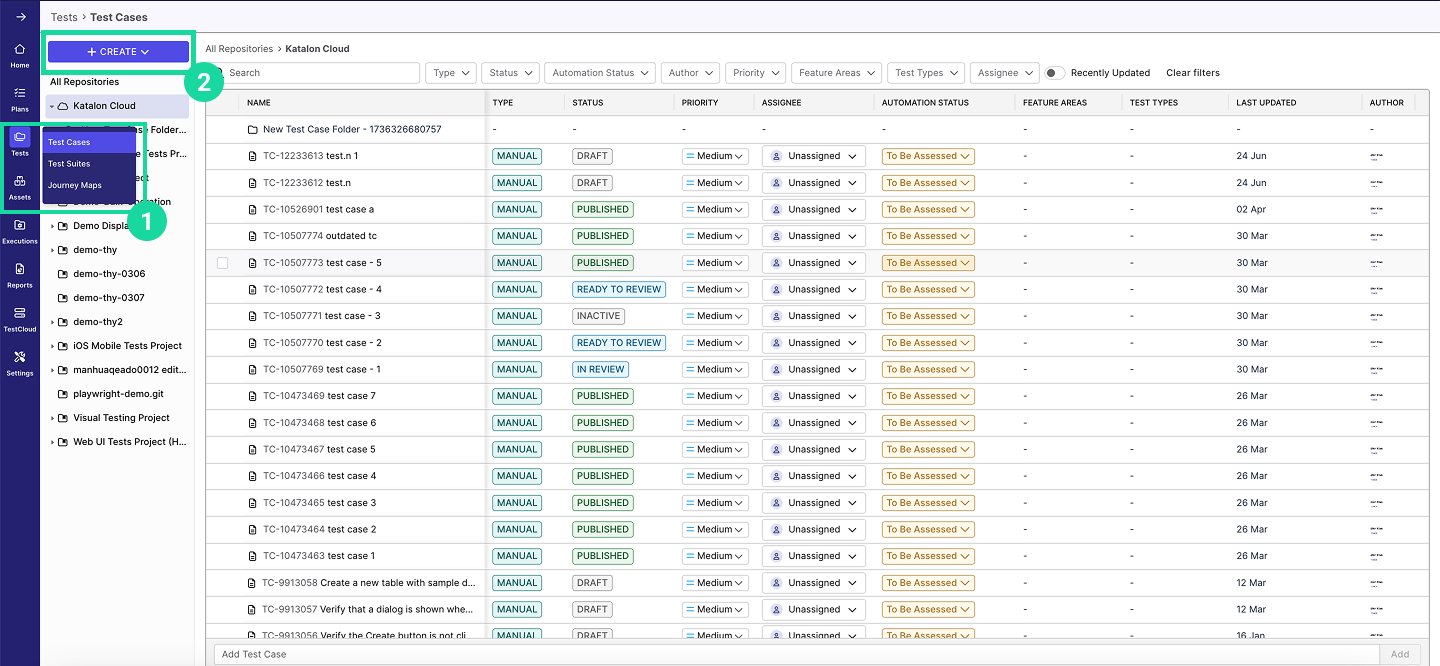 Create test case
