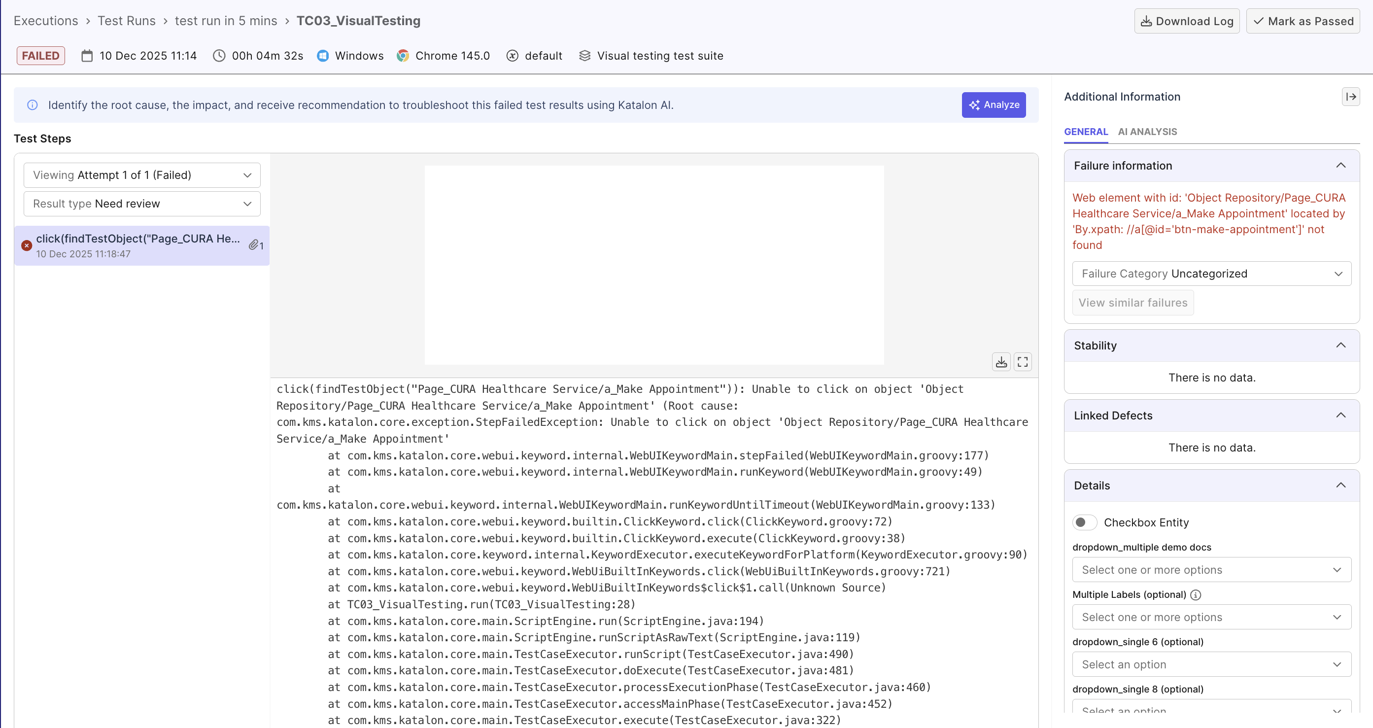 testops test result details