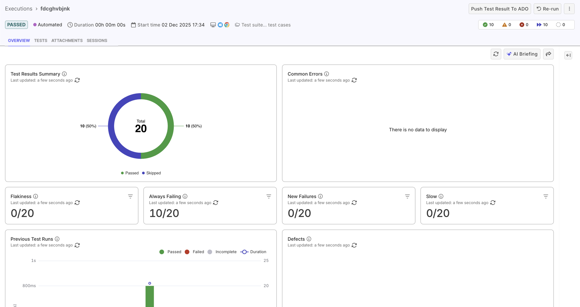 testops test run details page