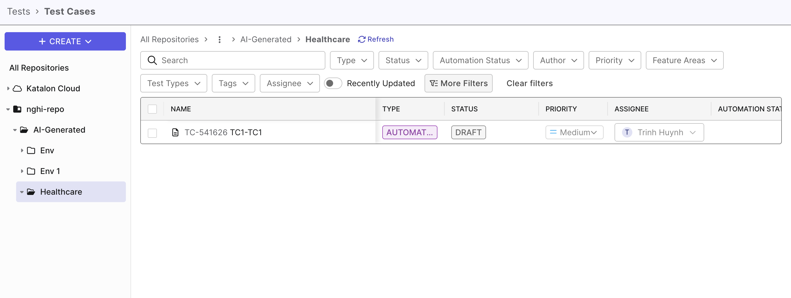 View generated test cases in script repo