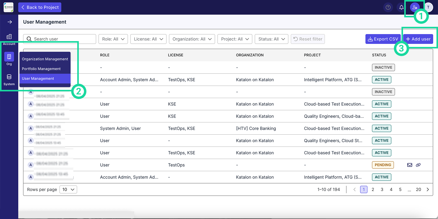 Add users to Katalon TestOps.