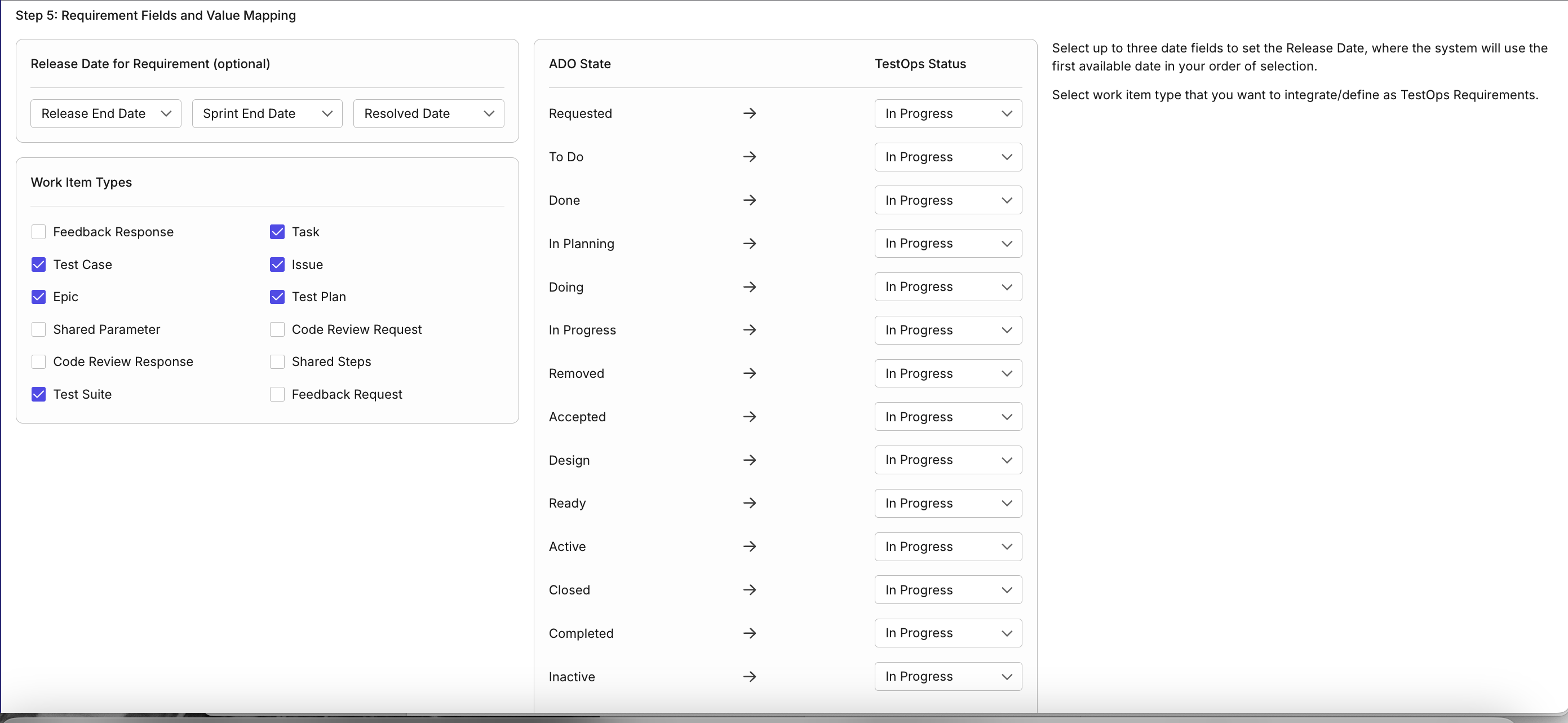 Filling in required fields in System Integration UI