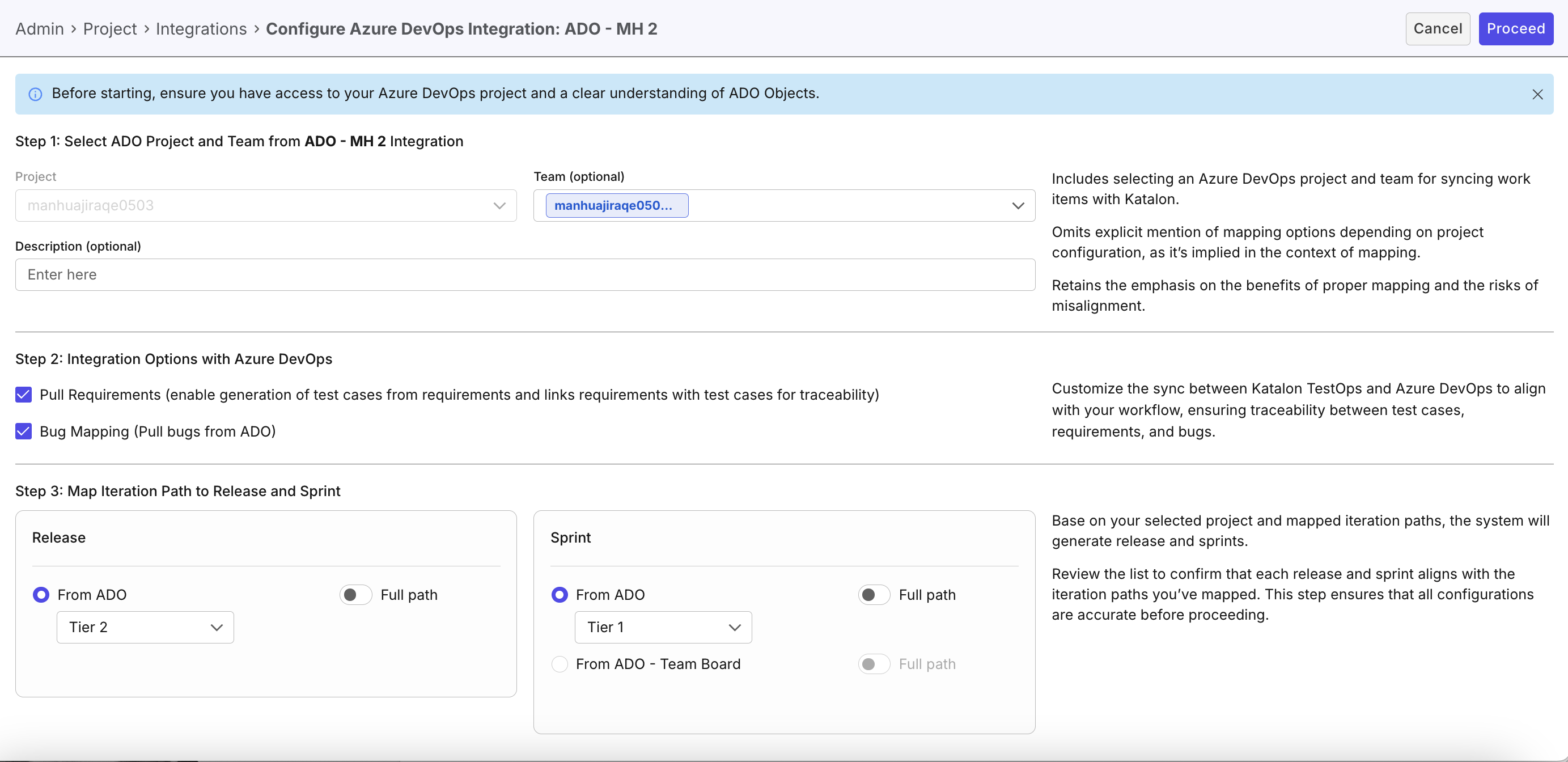 Filling in required fields in System Integration UI
