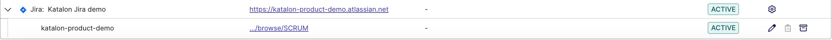 Jira linked project shows in UI