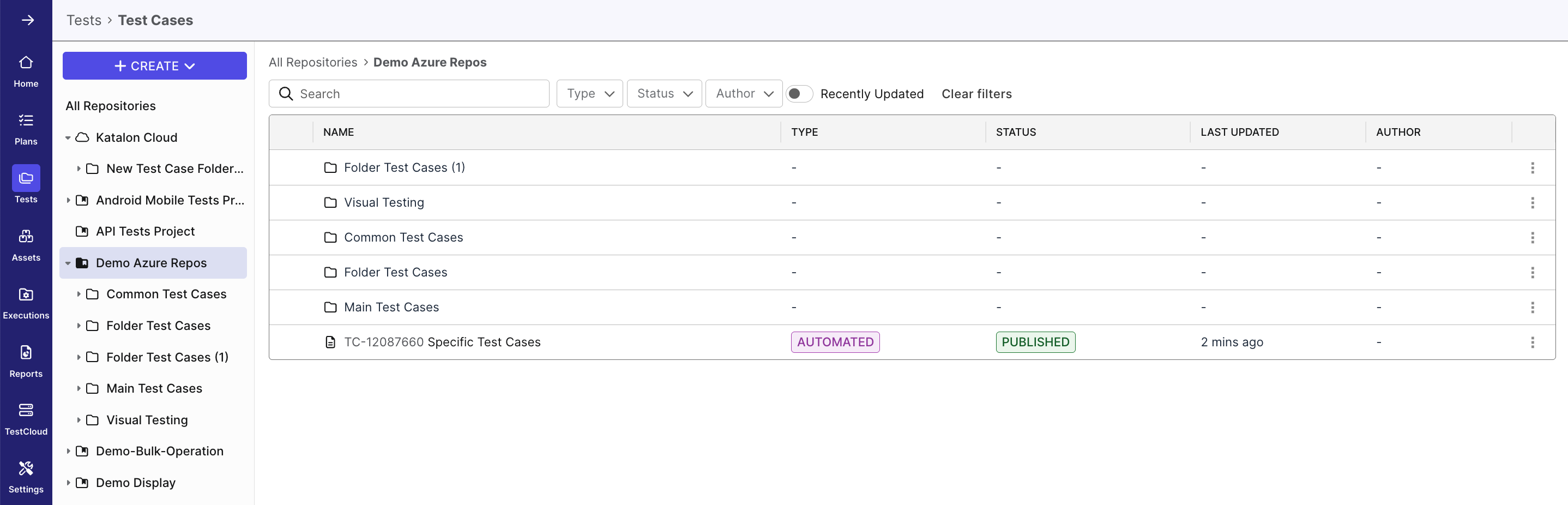 Azure Devops linked in Tests folder