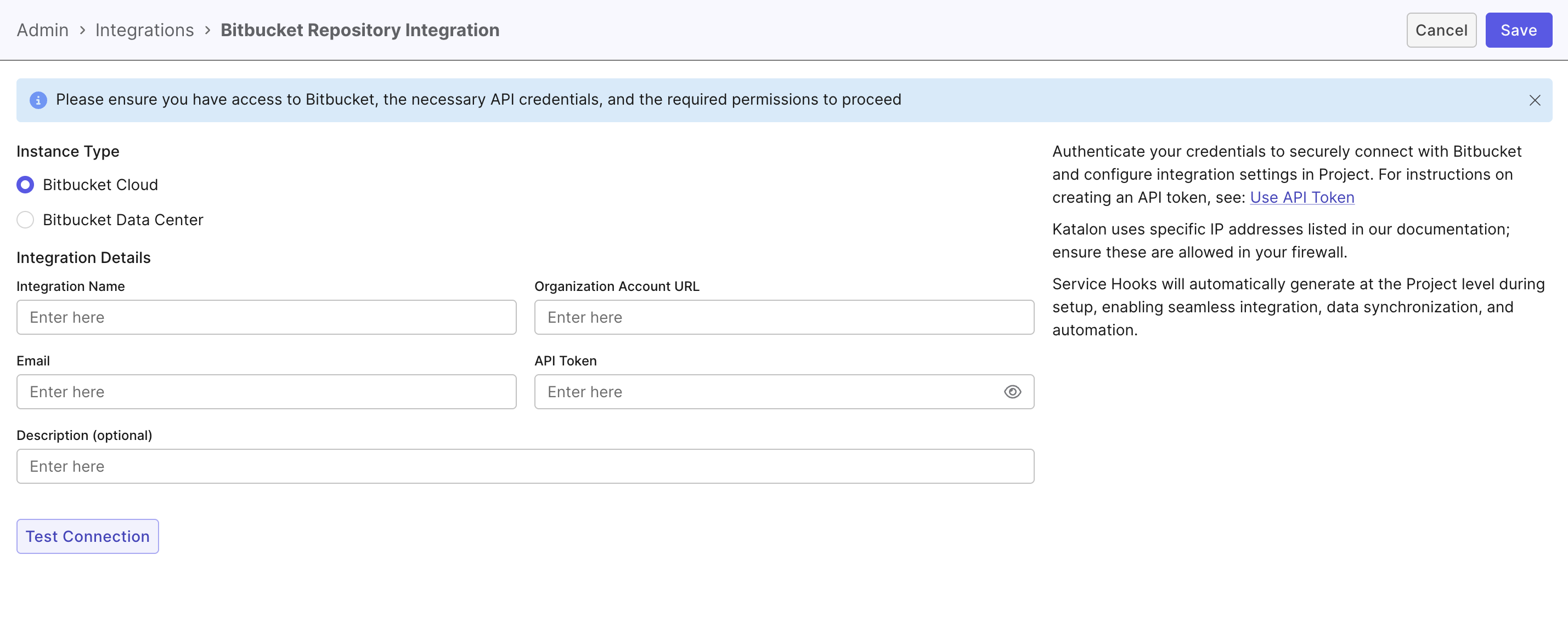 Bitbucket required fields