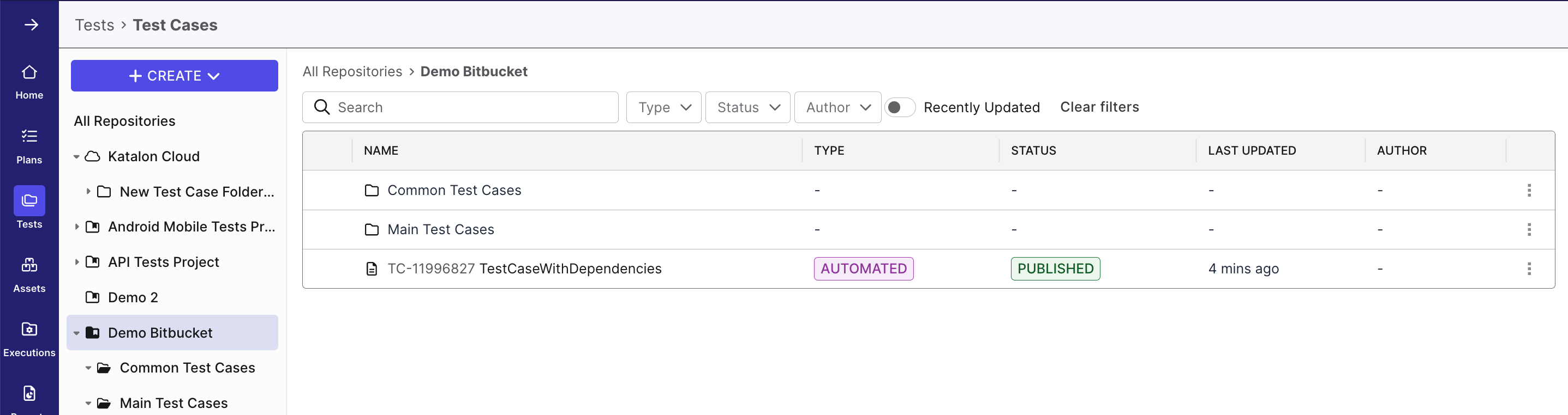 Bitbucket linked in Tests folder