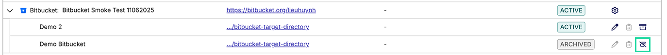 Showing unarchive icon in System Integration list