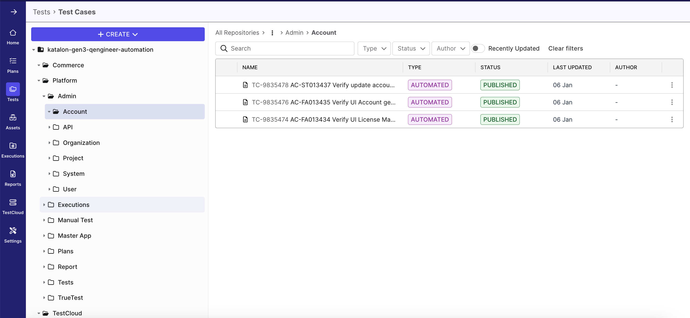 Github linked in Tests folder