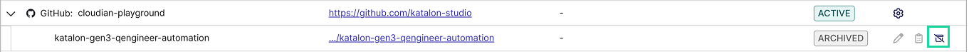 Showing unarchive icon in System Integration list