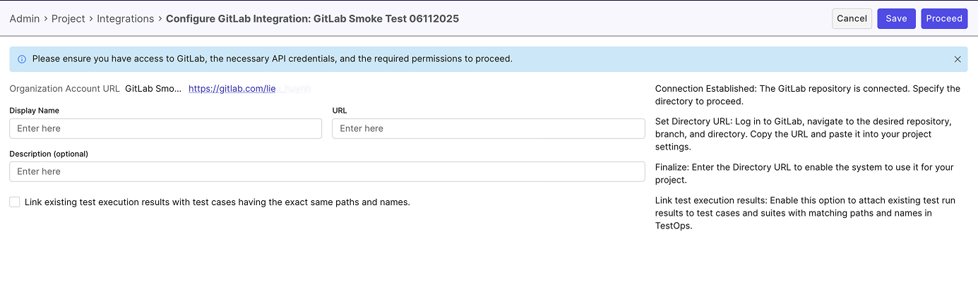 Filling in required fields in System Integration UI