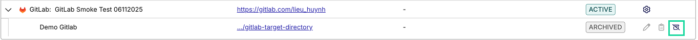 Showing unarchive icon in System Integration list