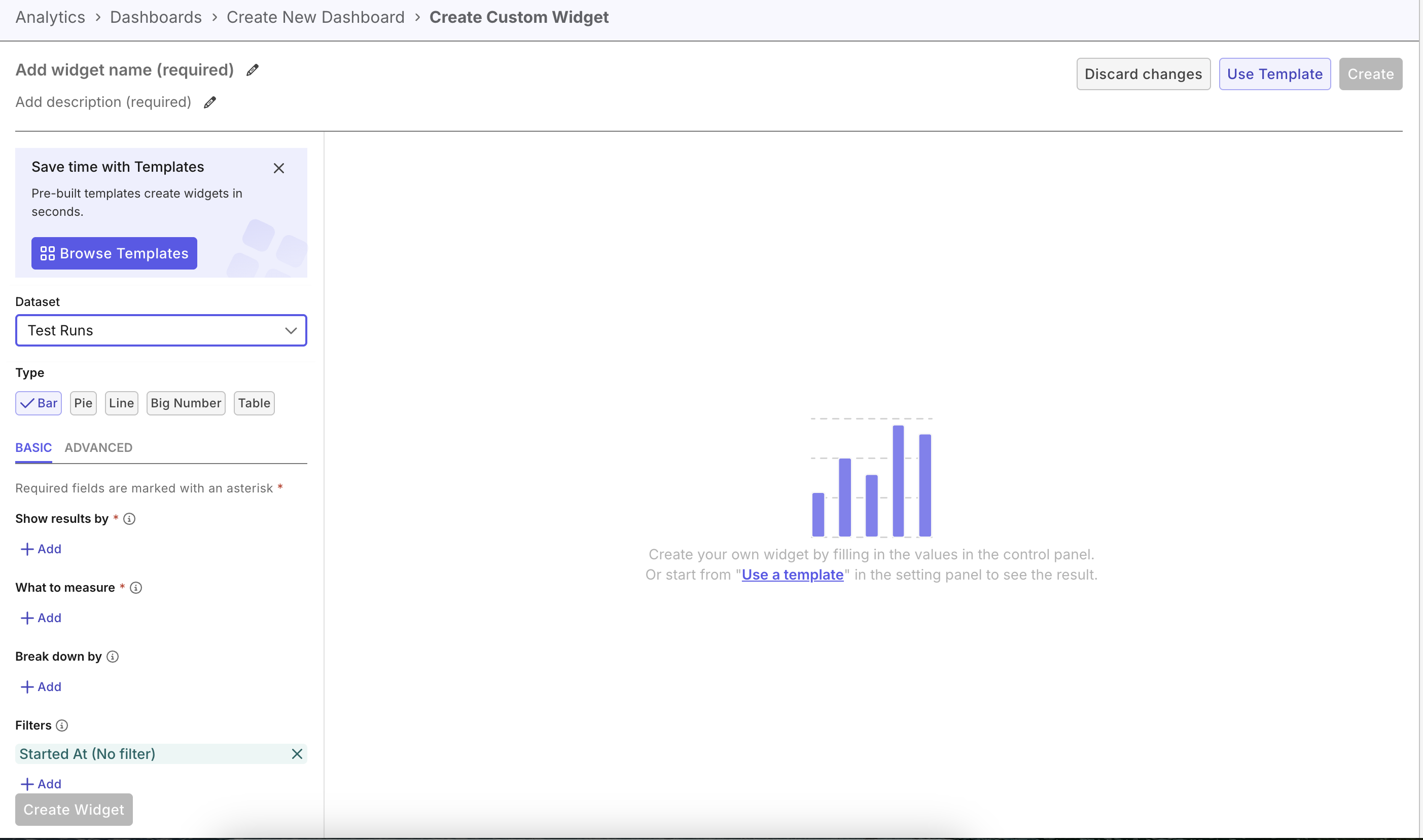 analytics trends custom widget