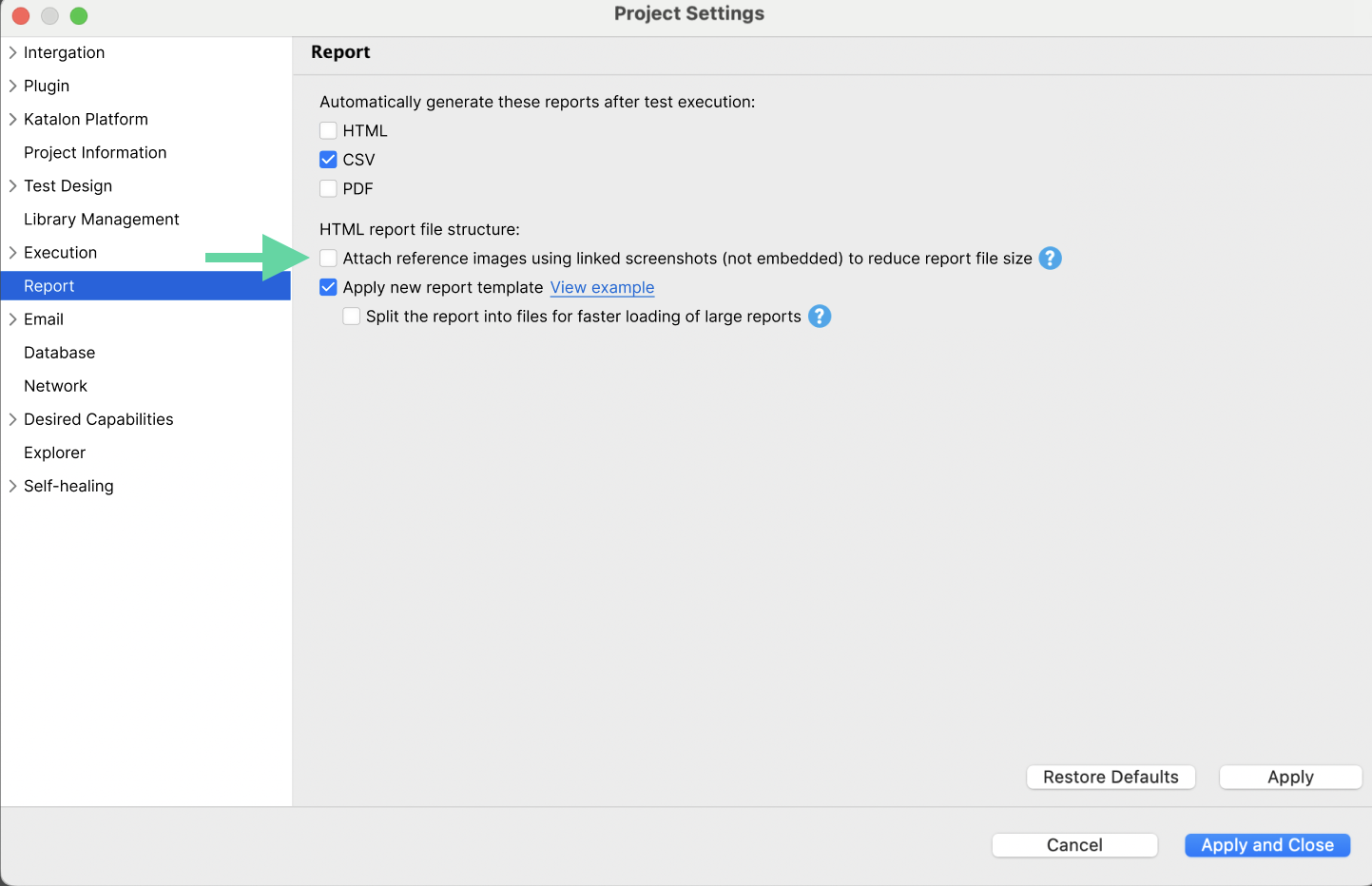 Attach reference images using linked screenshots (not embedded) to reduce report file size Attach reference images using linked screenshots (not embedded) to reduce report file size