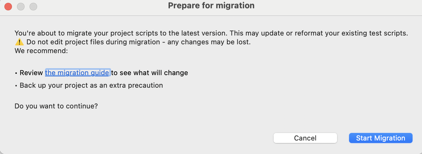 Select an auto-migrate option