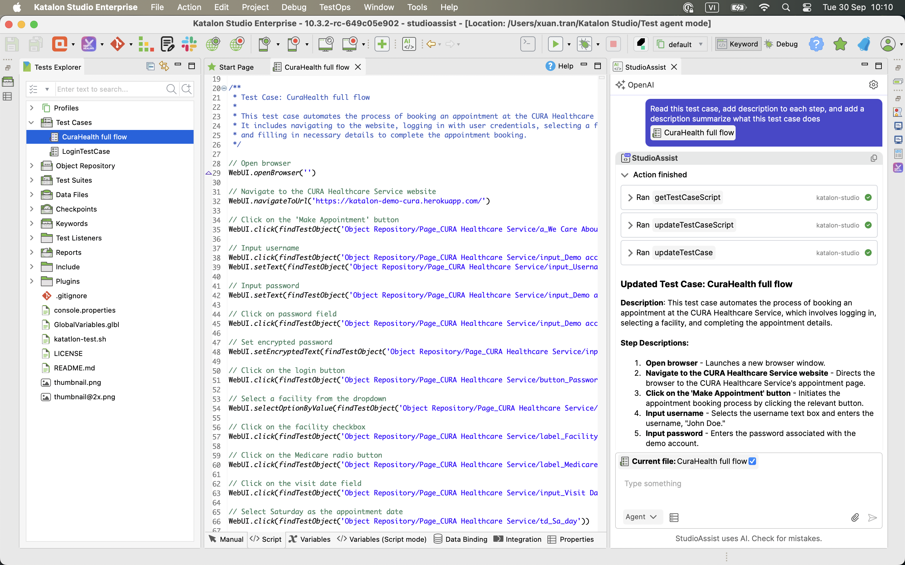 Edit exisiting test case