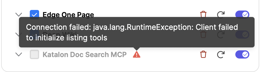Hover MCP server error message