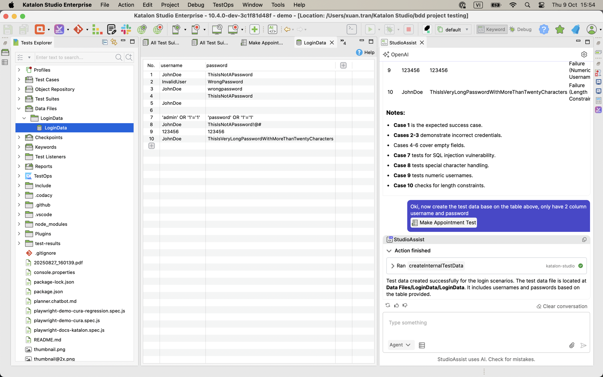 Create new regression test suite