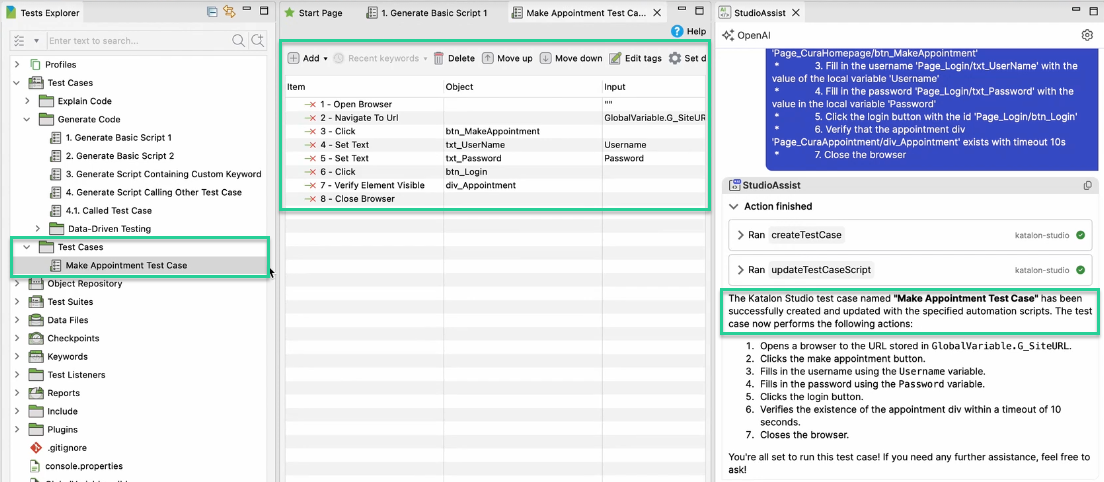 Open the test case in the editor