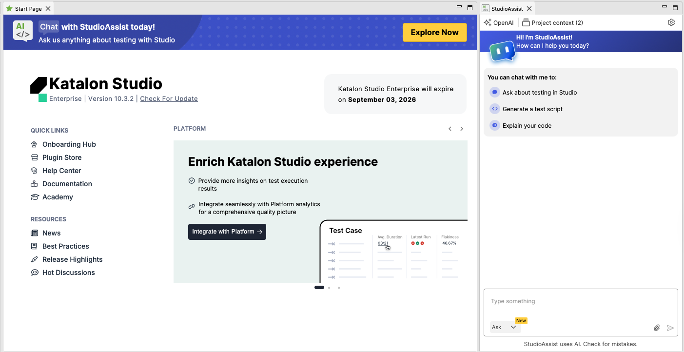 Launch StudioAssist chat window automatically 