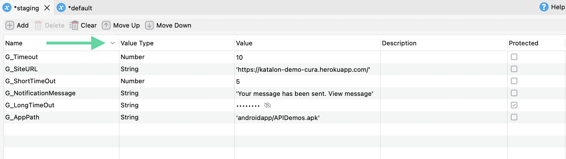 Sort variables by variable name