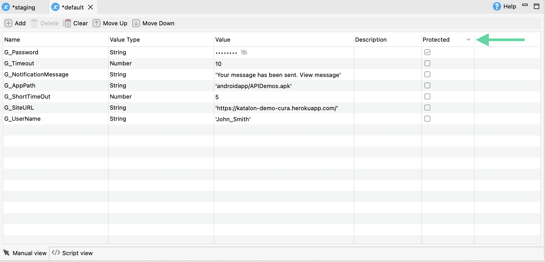 Sort variables by protected variable