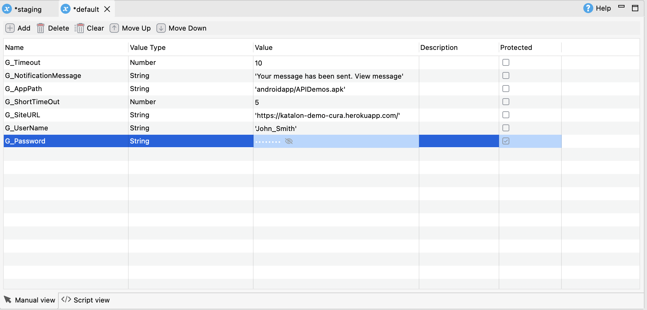 Enable Protected variable