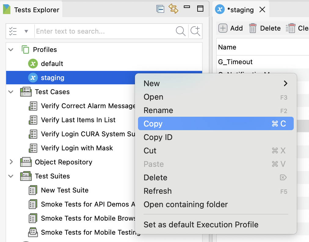 Copy global variables from a Profile