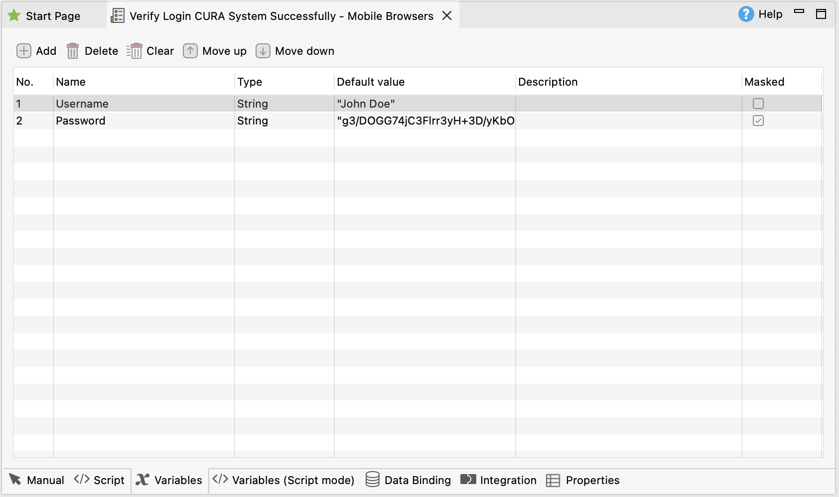 Add masked variable