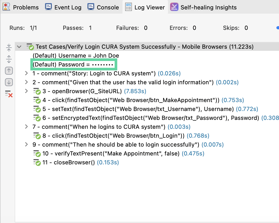 Masked variable in Log Viewer