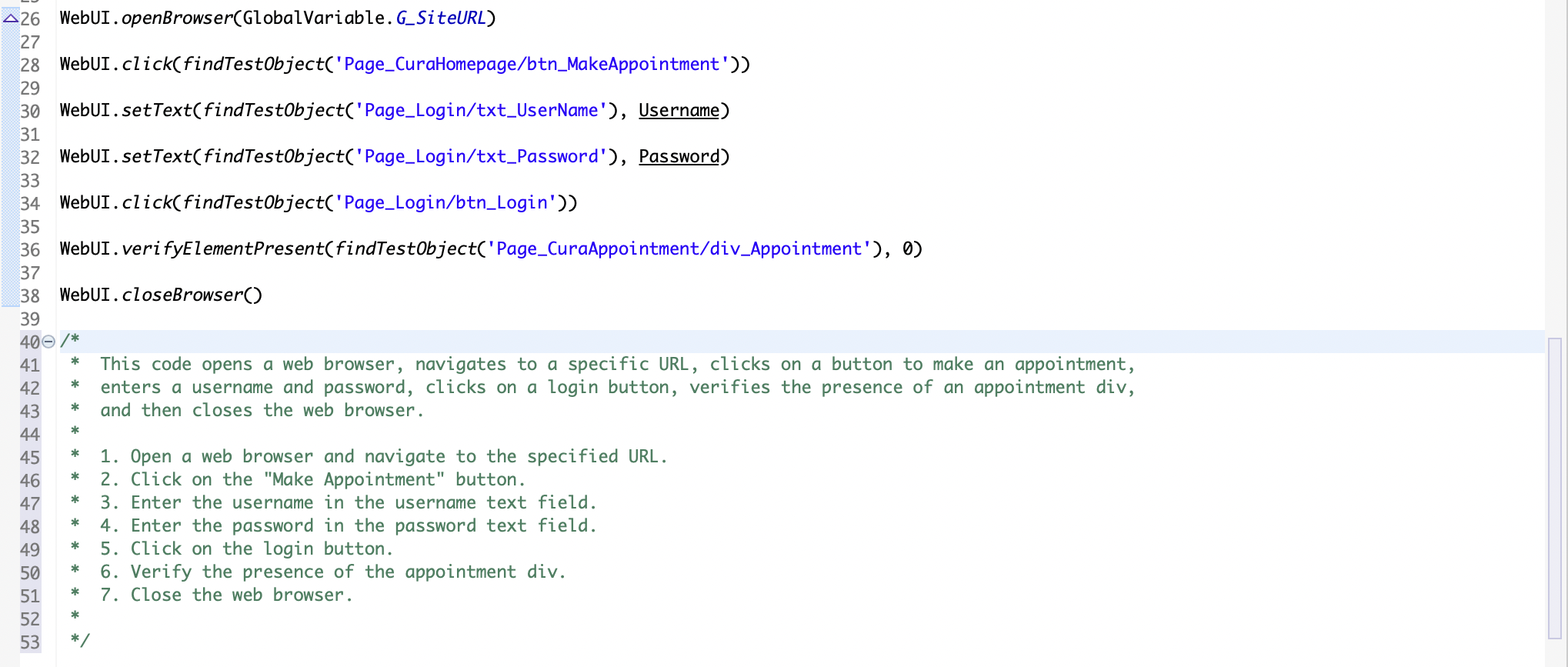 The explanation generated by Katalon AI Assistant