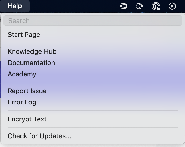 Use Help Search bar