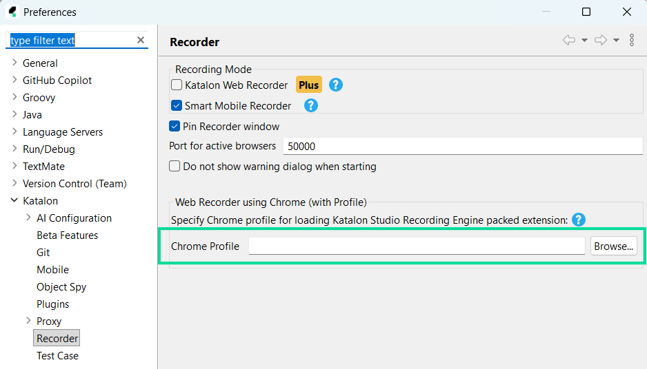 chrome profile for ksre extension