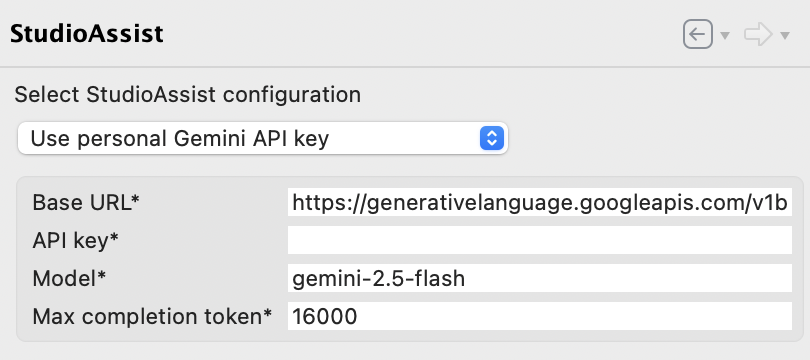 Use personal Gemini API key