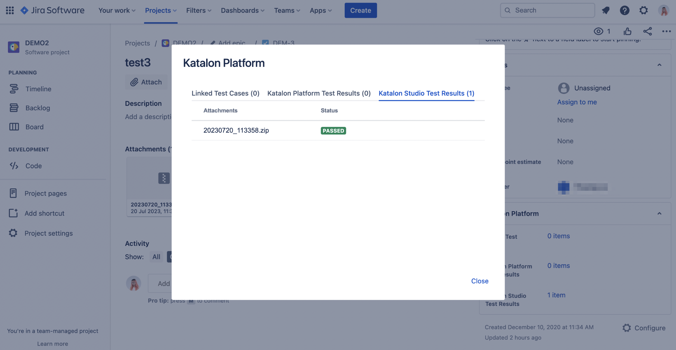 View Katalon Studio test results file