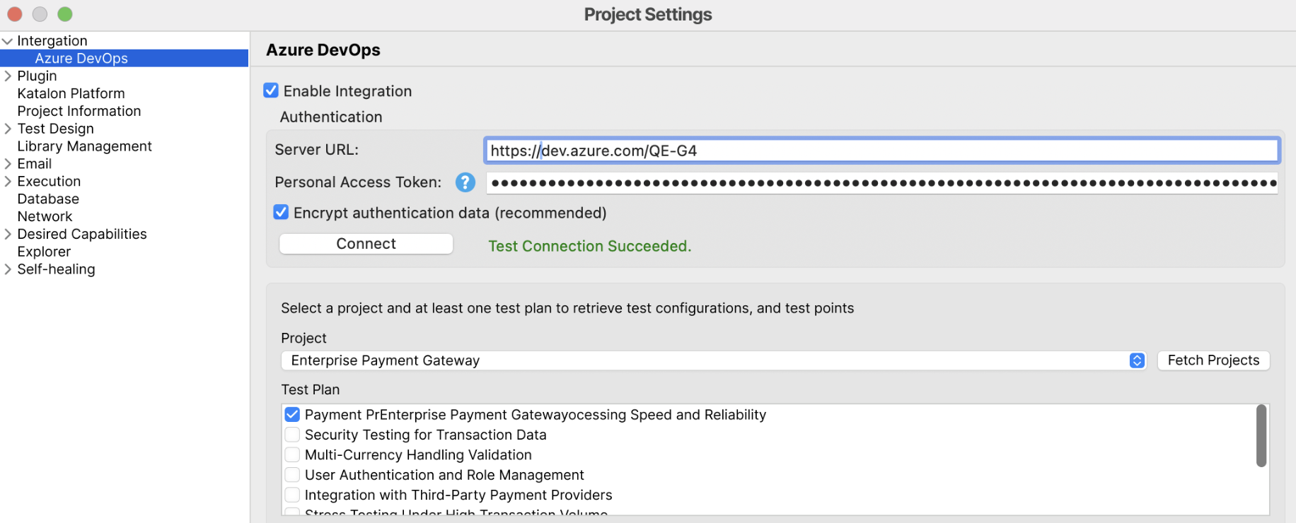 Select Project and Test Plan